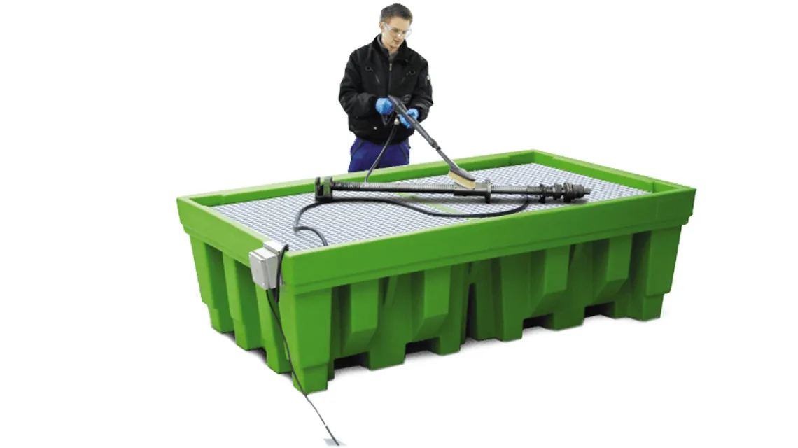 CLEAN BOX max 2 från vår leverantör Bio-Circle är ett robust rengöringssystem för manuell rengöring av stora komponenter inom industriella miljöer